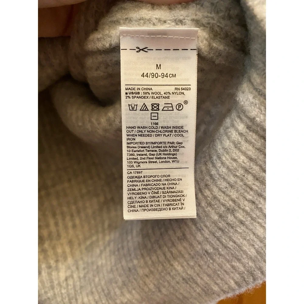 NWT Banana Republic AIRE WAFFLE-KNIT SWEATER Yarn Gray Medium Chunky Knit